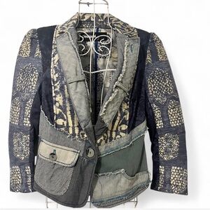 Desigual Blue and Gold Patterned Jacket